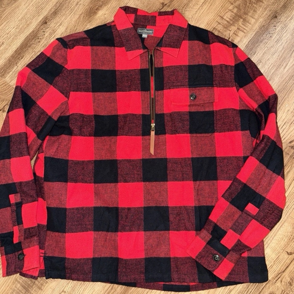 L.L. Bean Signature 1933 Chamois Cloth Trapper Shirt Regular Red Buffalo XLR
